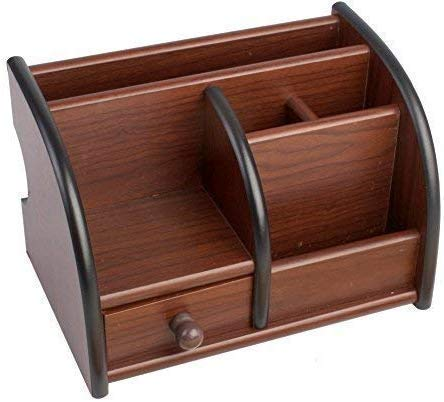 Wooden Desk Organizer, Pen Stand/Pencil Stand | Mobile Holder | Table Storage Organizer | Office Desk Accessories Holder with Drawer Magazine Holder (#6754)