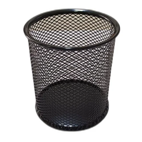 Black Pen Holder Cup for Desk, Black Wire Mesh Pencil Cup Holder for Desk Office Pen Organizer(#6708)