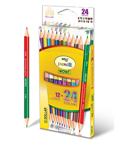 DOLLAR COLOR PENCILS (12 BI COLOR X 2= 24COLOR) (1Pcs)